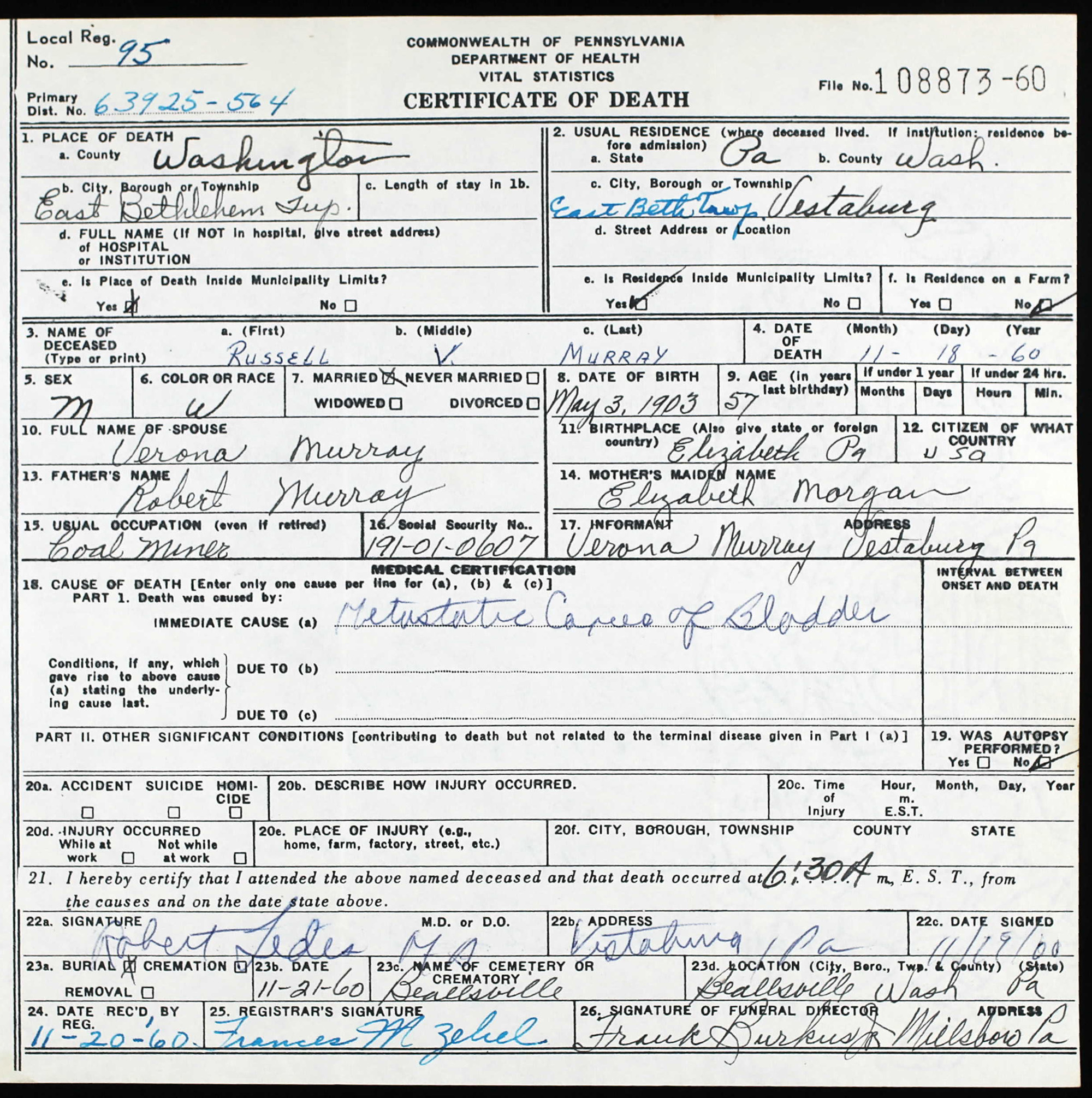 death certificate